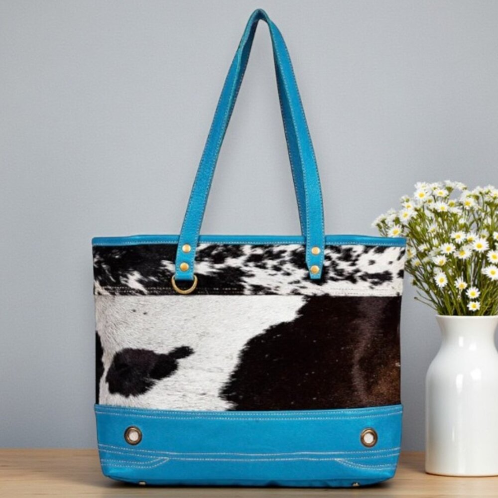 Myra Blue Ridge Carolina Leather & Hair-on Tote Bag - New